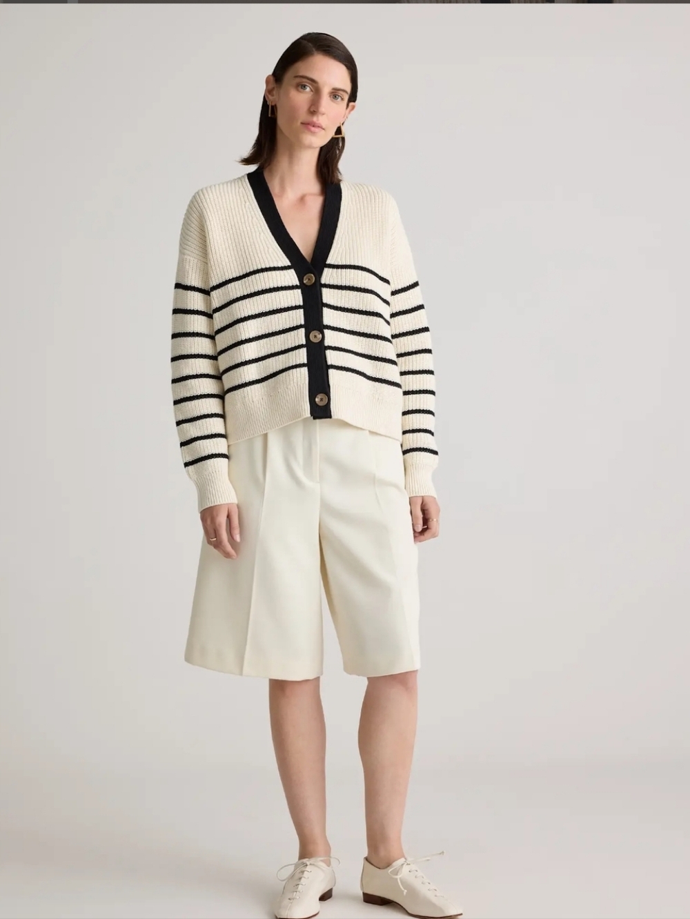 Quince NWOT 100% Organic Cotton Fisherman Boxy Cropped Cardigan